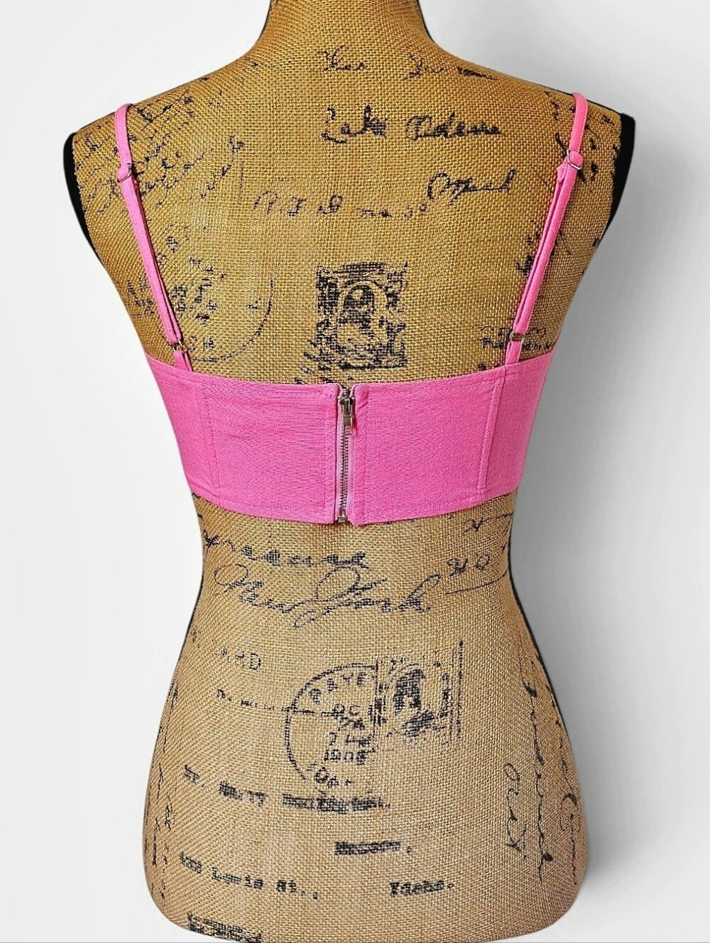 El Clet Pink Corset Tank Top Y2K Coquette Fitted Top Adjustable Straps, Size S - Picture 4 of 5